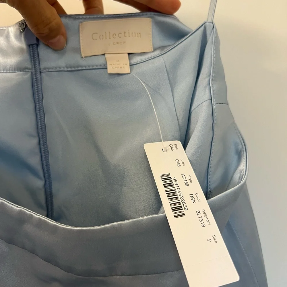 Silk J. Crew Collection slip skirt Cinderella blue size 2 - Picture 2 of 7